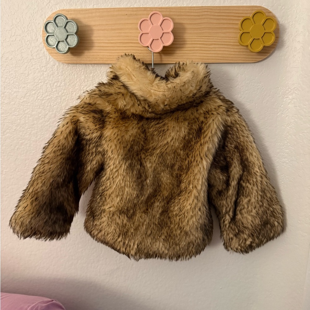 Mud Pie Faux Fur Tan Kids Jacket - Picture 2 of 8